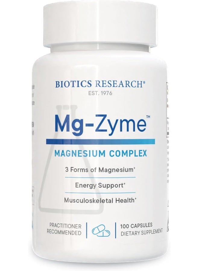 Biotics Research Mg-Zyme Triple Magnesium Complex 100 mg- Magnesium Glycinate, Gluconate, Aspartate Chelated Supplement, High Absorption, Support Sleep, Energy, Cardiovascular Health - 100 Capsules - Image 1